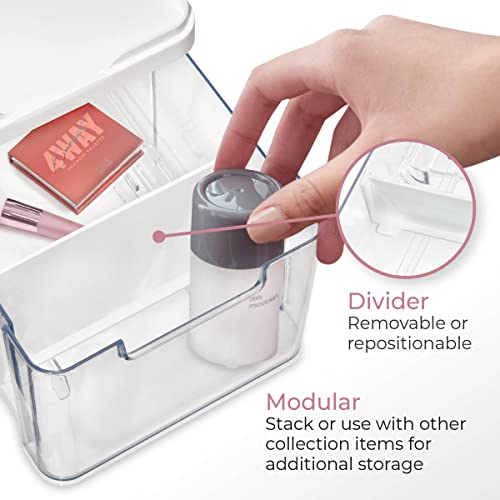 Medium Stacking Cosmetic Drawer Organizer with Lid & Divider - Clear/White - Variation of THIS listing