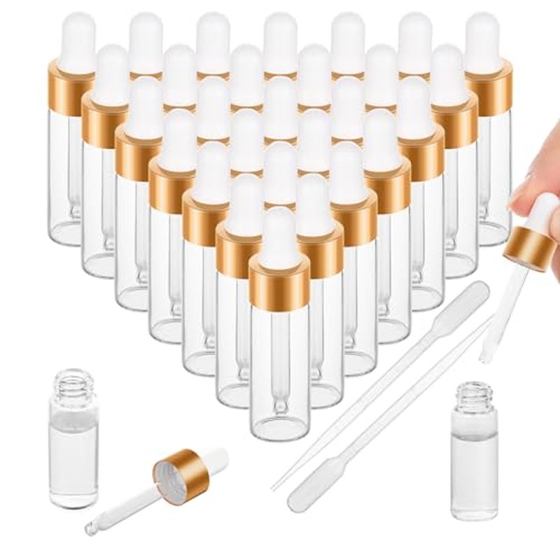 100 Pack Mini Dropper Bottle for Cuticle Oil, 5ml Small Sample Essential Oil Dropper Bottles for Travel, Clear Empty Vails for Cosmetic Perfume