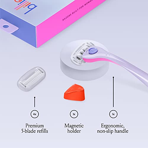 DreamPop Women's Razor Kit with 4 Refills & Travel Case - Magnetic Holder & Sensitive Skin