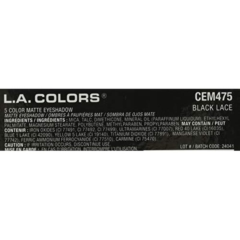 L.A. COLORS 5 Color Matte Eyeshadow, Black Lace, 0.08 Ounce (Pack of 2)