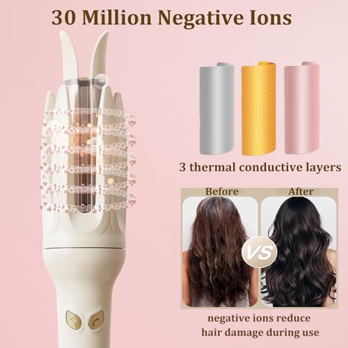 iFCOW Automatic Hair Curler - Cream Yellow, 4 Adjustable Temps, Fast Heating