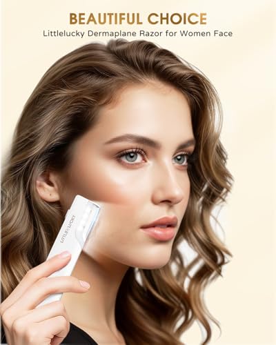 Sonic Dermaplaning Tool for Face – Littlelucky Rechargeable Dermaplane Razor (White)