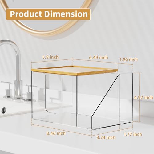 Upgrade Clear Acrylic Face Towel Holder Box with Toothbrush Storage - Modern Bathroom Organizer