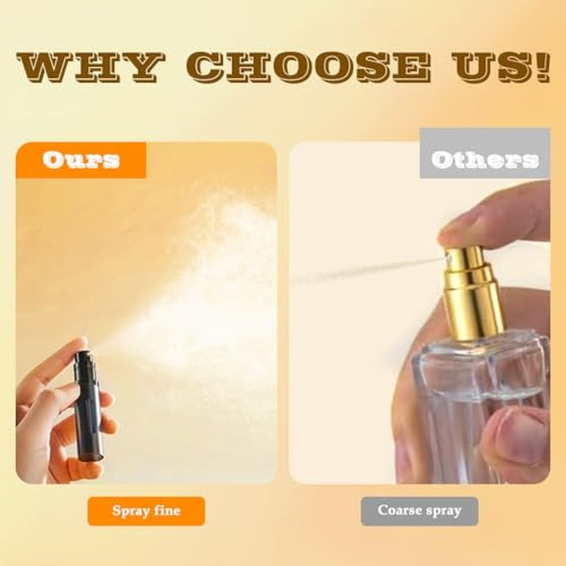 8ml Perfume Atomizer Travel Refillable,Mini Cologne Dispenser, Bottom-Filling Fragrances Perfumes Bottle,Portable Sprayer Pocket Size for Women Men Cruise Car Trip Gift 3pcs (Black-Grey-Blue)