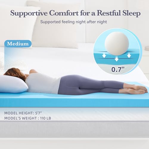 SINWEEK Twin XL 3 Inch Gel Memory Foam Mattress Topper with Cooling Gel, Ventilated Support Pad