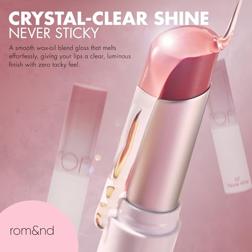 rom&nd Glasting Melting Balm Trio | Hydrating Lip Balm Set for Crystal Shine & Vivid Daily Colors | Non-Sticky, Gentle Formula for Plump, Dewy Lips | #05 Nougat Sand, #06 Kaya Fig, #07 Mauve Whip