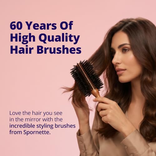 SPORNETTE 2 Inch Deville Boar Bristle Round Hair Brush for Blow Drying & Styling