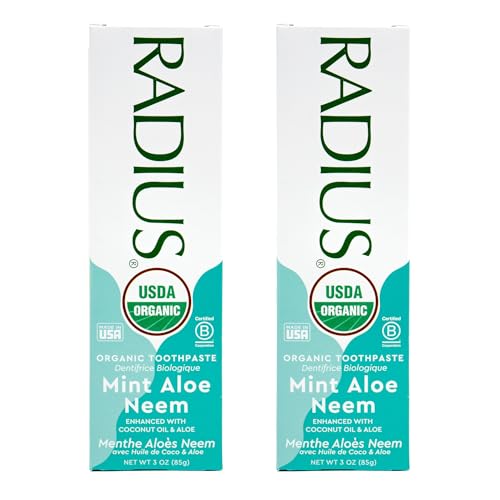 Mint Aloe Neem Organic Toothpaste 3oz Pack of 2 Natural Fluoride-Free Gum Care