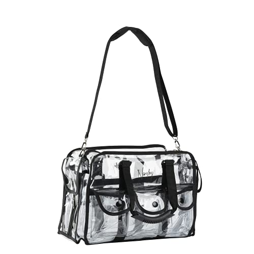 Nanshy Professional Makeup Artist Kit Bag - Clear Makeup Artist Travel Case with 8+ Pockets & Strong Handles - Extra Large Professional Makeup Case Organizer - 15.7x11x8 In