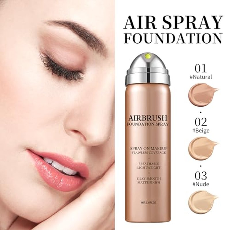 Magic Minerals Airbrush Foundation Spray,Air Brush Makeup Full Coverage Foundation for Mature Skin, Older Women and Teenagers,Long Lasting Lightweight Natural Makeup - 02 Beige