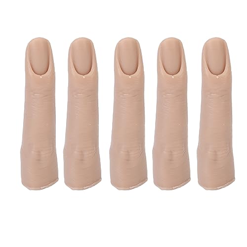 Silicone Joints Nail Finger for DIY Acrylic Nails Practice Flexible Practice Fingers (Dark Skin Color)