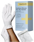 Clearbody Organics Medium White Cotton Sleeping Gloves for Dry Hands, 5-Pack
