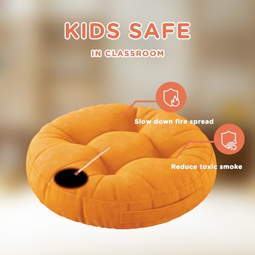 Degrees of Comfort 15-Inch Round Kids Floor Cushions - Pack of 8, Portable Classroom Seating
