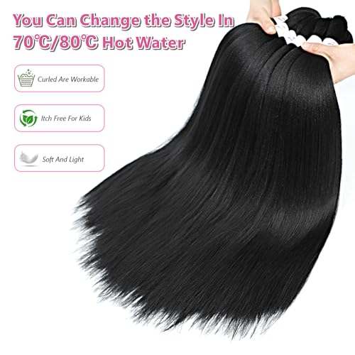 Abrastin 1B Pre-Stretched 30 Inch Braiding Hair - 8 Pack Yaki Texture Synthetic Extensions
