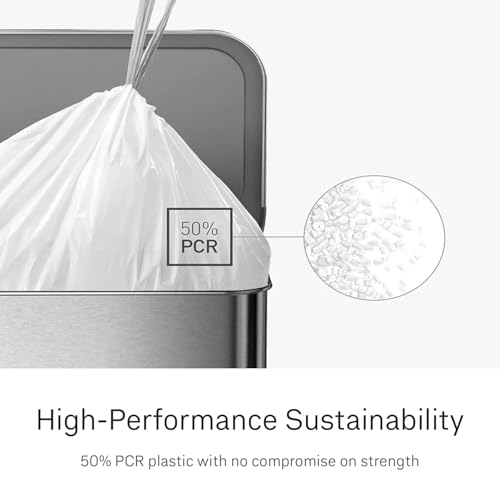 Simplehuman Code Q Custom Fit Trash Bags 200 Count Pack - Extra Thick 50-65L Drawstring Liners
