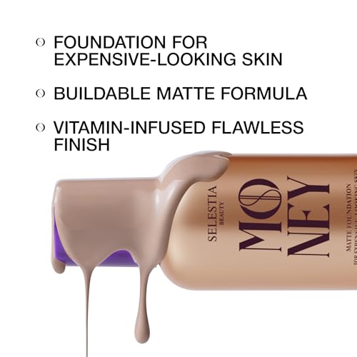 Money Liquid Matte Foundation ? Long-Lasting, Natural Looking & Buildable Coverage ? For Combination, Dry, Oily Skin ? Lightweight & Moisturizing (Almond)
