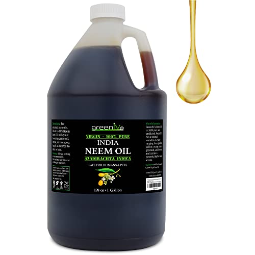 GreenIVe 100% Pure Neem Oil - Bulk 1 Gallon (128 Fl Oz) Cold Pressed Virgin Non-GMO