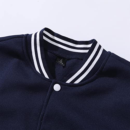 Women’s Navy Blue 3X-Large Baseball Varsity Jacket - Unisex Long Sleeve Casual Cardigan