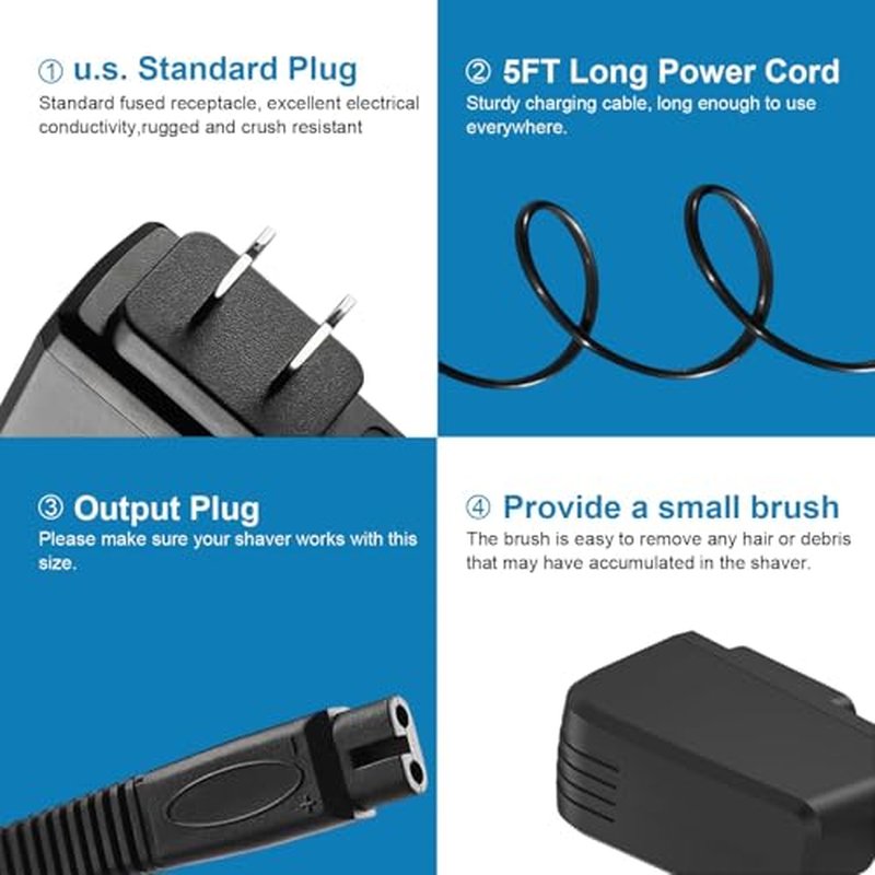 5V 1A Adapter for Andis Shaver Charger Power Cord, Replacement Andis Charger Compatible with 17150 17165 TS-1 TS-2 Foil Shaver