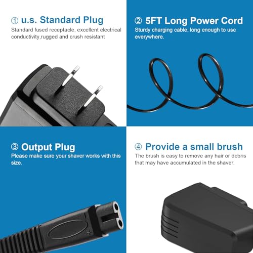 5V 1A Adapter for Andis Shaver Charger Power Cord, Replacement Andis Charger Compatible with 17150 17165 TS-1 TS-2 Foil Shaver