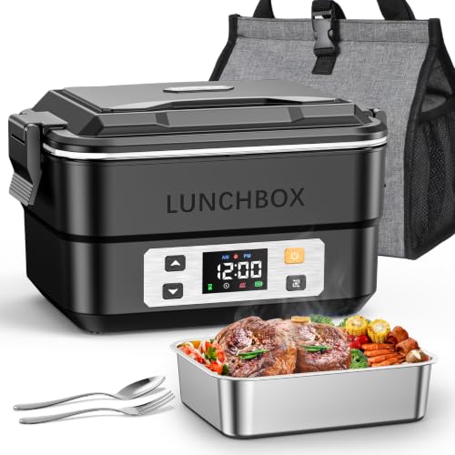 Chefeden Cordless Heated Lunch Box for Adults, 5.5-Cup, Black with Smart Timer