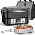 Chefeden Cordless Heated Lunch Box for Adults, 5.5-Cup, Black with Smart Timer