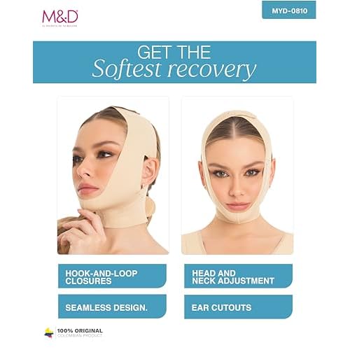 M&D Face Slimming Chin Strap Lipo Compression Garment Mentonera Postquir?rgica Facial Beige M