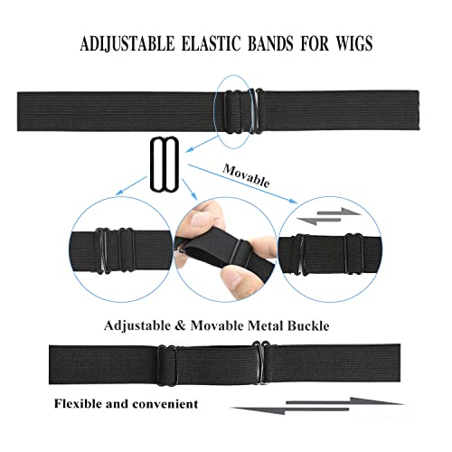 Black Adjustable Wig Bands 1” x 40pcs - Elastic Wig & Cap Fixing Straps