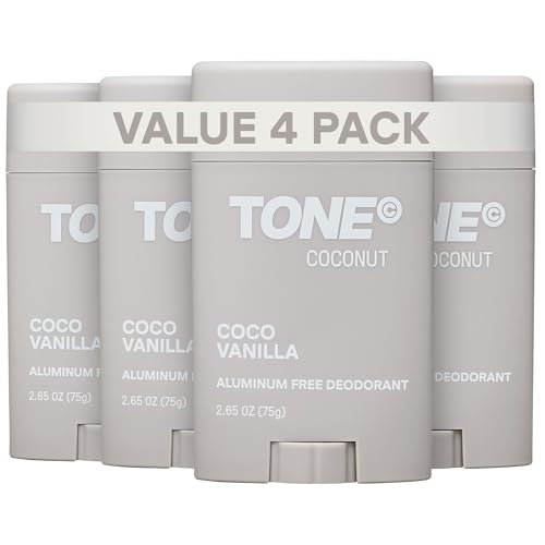 Coconut Vanilla Aluminum Free Deodorant Stick - 48-Hour Odor Protection, Paraben-Free, Dermatologist Tested, 2.65 oz - Pack of 4