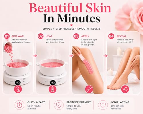 Wax Warmer for Hair Removal with Digital Display & Adjustable Temp - 400ml