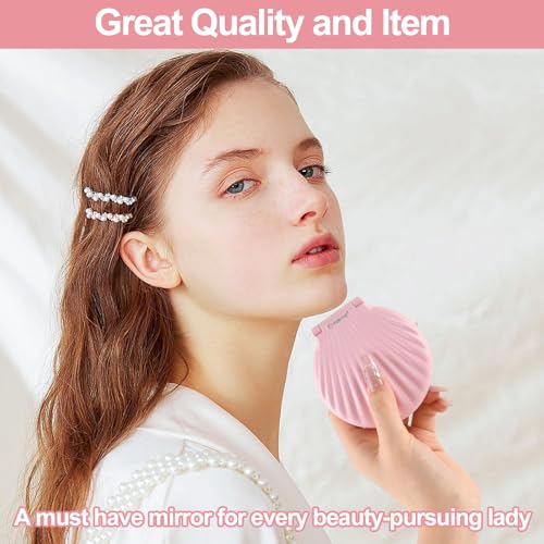 Compact Makeup Mirror with Lights - 3.5" Portable, 2-Sided, Lightweight & Shatterproof, Folding Magnifying Mirror 2X/10X, Small Gift for Women