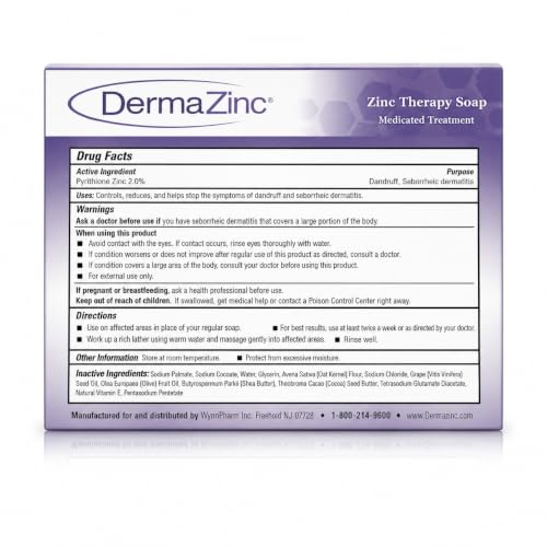 DermaZinc Zinc Therapy Bar Soap 4.25oz Pack for Eczema and Skin Relief