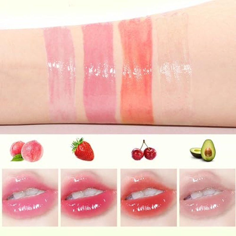 4pcs Tinted Lip Stain for Women, Jelly Lipstick Mirror Lip Gloss Hydrating Lipstick Long Lasting Moisturizing Lip Glaze,Non-sticky,Vivid Color Glossy Lip Makeup