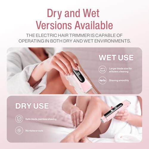 Pink Women's Cordless 2-in-1 Bikini Trimmer with LED Display