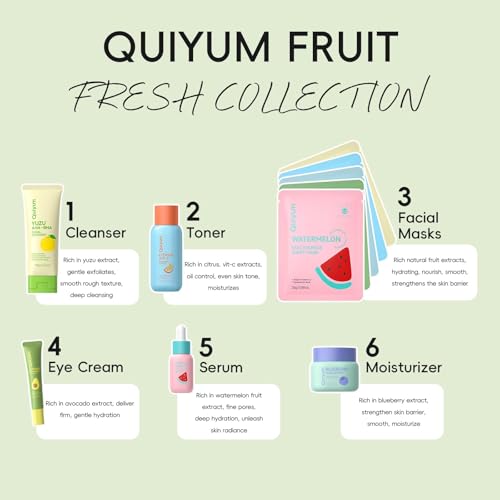 Fruit Skin Care Sets 10 Pcs - Complete Skincare Routine for Women, Hydrating & Nourishing