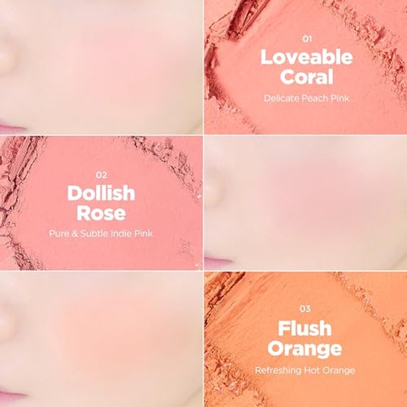 lilybyred Luv Beam Cheek | Heart-Shaped Korean Powder Blush, Soft Matte Finish with Subtle Shimmer, Blendable & Buildable, Lightweight & Long-Lasting, Natural Flush (02 Dollish Rose)