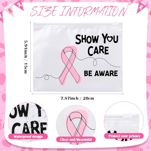 120 Pcs Breast Cancer Awareness Makeup Bags with Pink Ribbon Design - Pink Ribbon Accessories Gifts Variation of THIS listing