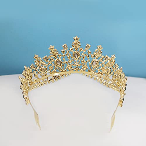 Gold Tiaras Crystal Wedding Bridal Crown for Women Baroque Queen Crown with Comb