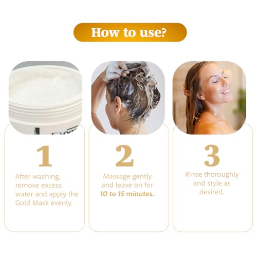 Gold Restorative Hair Mask with Hyaluronic Acid - Repair Damaged Hair & Frizz - 500g / 17.6 Fl Oz - Expert Hair