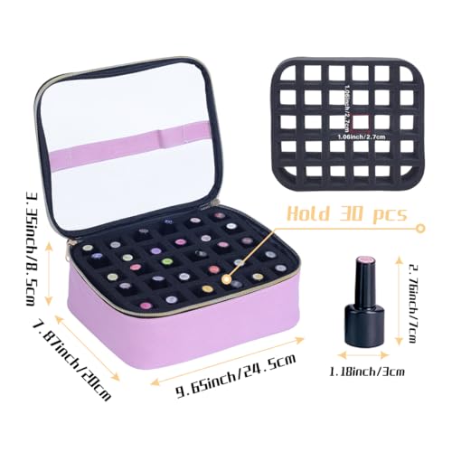 UOZL 2-Pack Pink Clear Nail Polish Organizer Holds 60 Bottles Travel Cosmetic Case