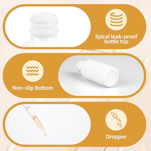 Light-Proof White Porcelain Dropper Bottle Set - Refillable 2oz, 12 Pack