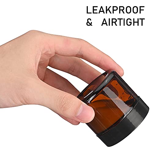 2 oz Amber Glass Jars with Black Lids - 48 Pack for DIY Skincare & Storage