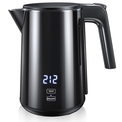 YPJKR Electric Kettle 1.0L, 1200W, 7 Temp Settings, Black – Keep Warm 4H