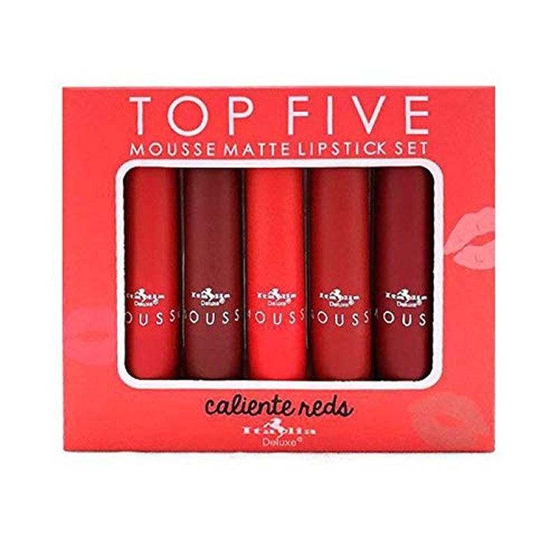 Italia Deluxe Top Five Mousse Matte Lipstick Set Caliente Reds
