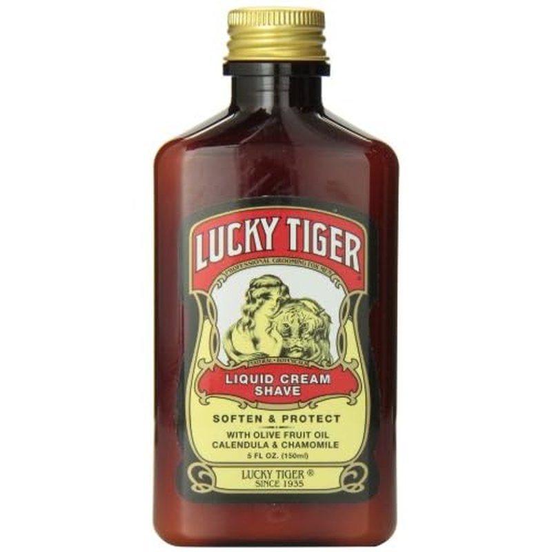 Lucky Tiger Liquid Cream Shave (5 Fl Oz) ? Classic Men's Shaving Cream with Olive Oil & Chamomile ? Soothing and Moisturizing Shave Cream for Men to Prevent Razor Burn