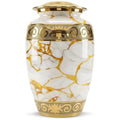 Solace Forever Golden Large Cremation Urn for Human Ashes — Elegant Metal Memorial with Threaded Lid