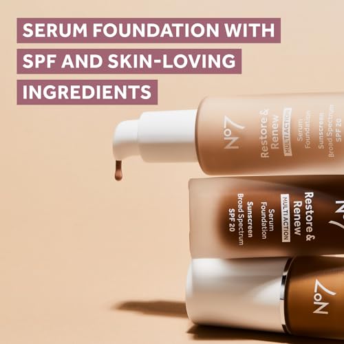 No7 Restore & Renew Multi Action Serum Foundation - Wheat 1 Fl Oz Pack of 2
