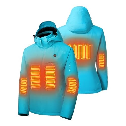 ANTARCTICA GEAR Heated Jacket, Ski Jacket Coat, With 12V/16000mAh Battery Pack, 5 Areas Heating Thicken Women Winter Coat