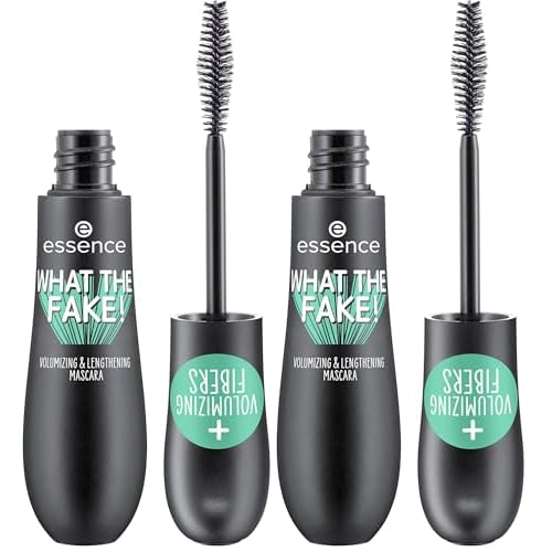 essence | What the Fake! Volumizing & Lengthening Fiber Mascara | Paraben Free | Cruelty Free (Pack of 2)