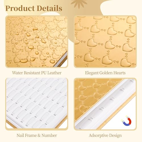 Gold 308 Nail Colors Display Book Set with False Nail Tips & Number Stickers